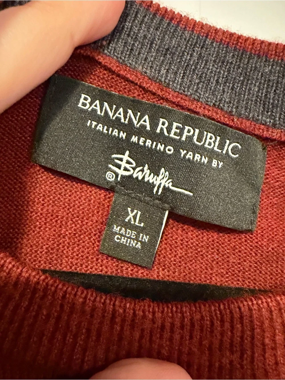 Banana Republic Men's Crewneck Sweater - Rust made with Italian Merino Wool